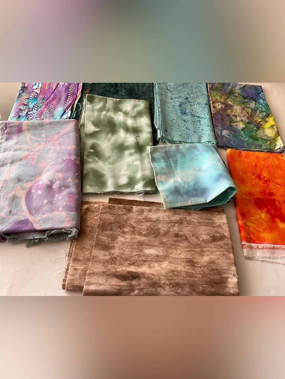 Quilting Sewing Fabric Lot Vintage Tie-Dye Remnants Multicolor Cotton